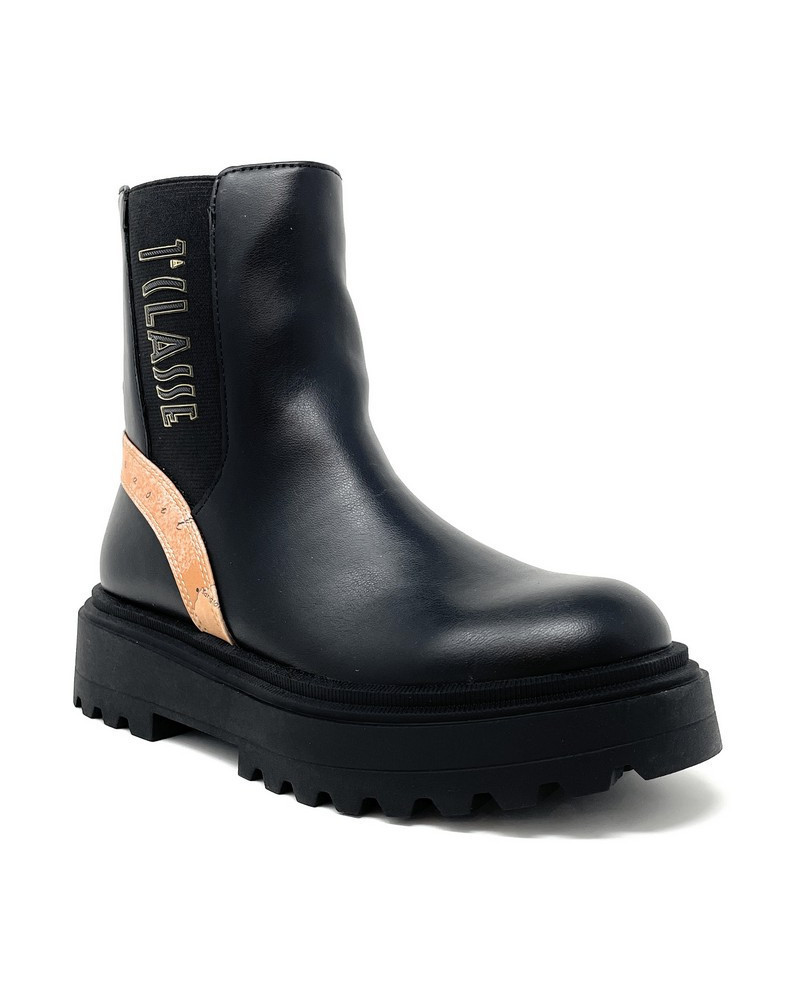 Alviero Martini tronchetti nero con logo ed inserto geo N 2031 0193