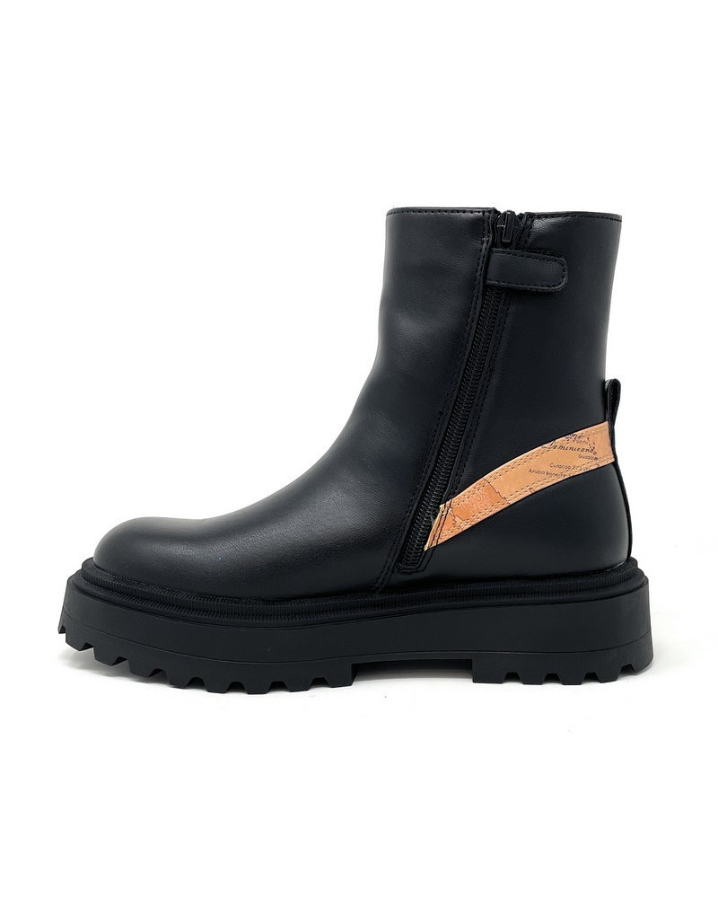 Alviero Martini tronchetti nero con logo ed inserto geo N 2031 0193