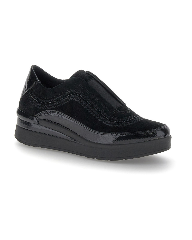 Stonefly sneakers donna Cream 17 in camoscio e vernice black 221726