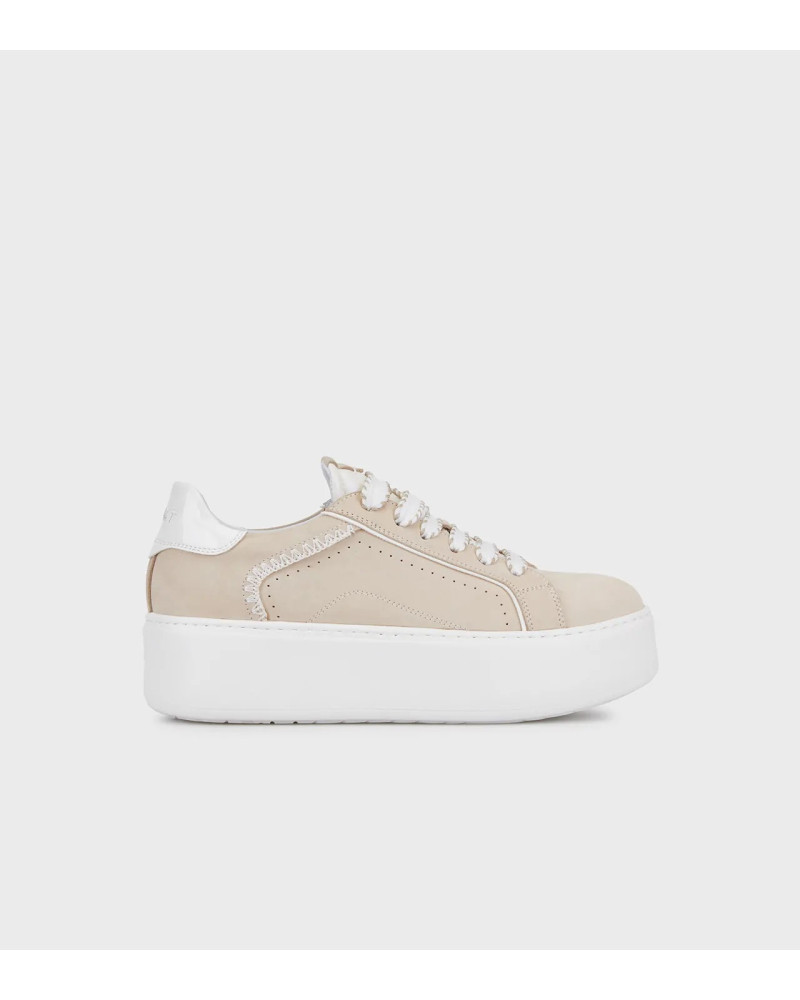 Janet & Janet sneakers donna in pelle beige/white J-002 J81