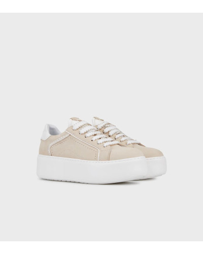Janet & Janet sneakers donna in pelle beige/white J-002 J81