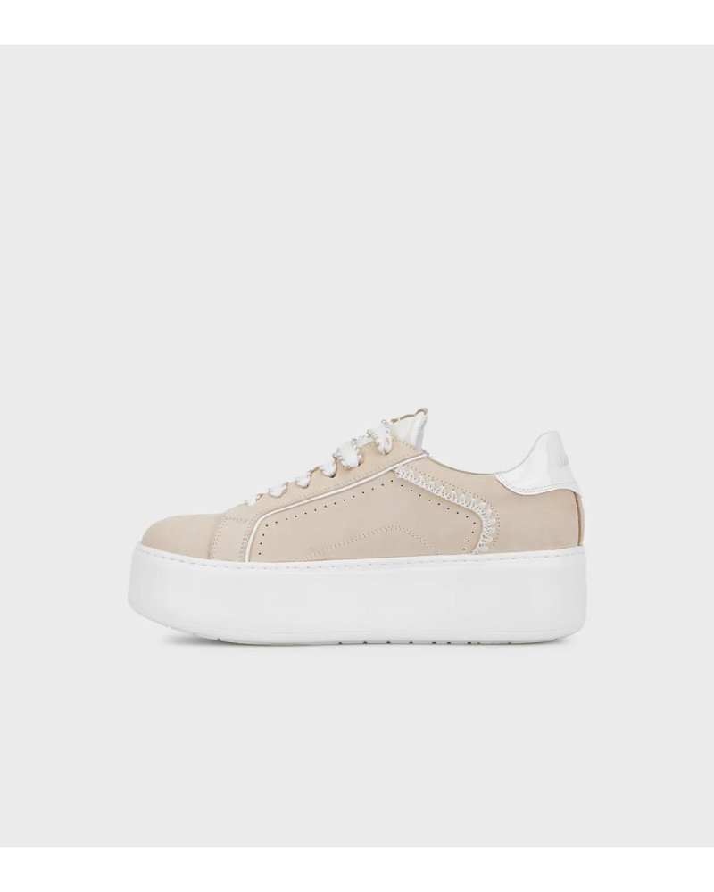Janet & Janet sneakers donna in pelle beige/white J-002 J81