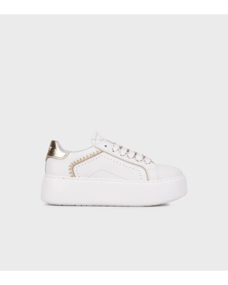 Janet & Janet sneakers donna in pelle white/gold J-002 J4