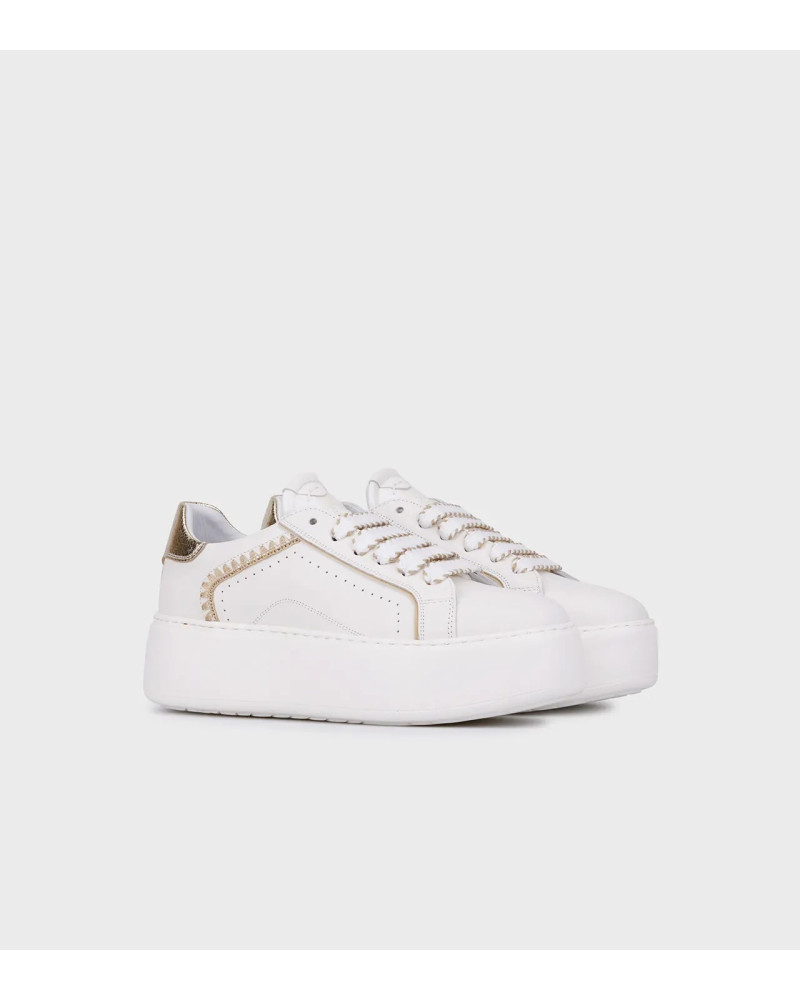 Janet & Janet sneakers donna in pelle white/gold J-002 J4
