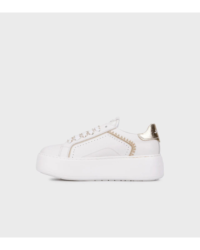 Janet & Janet sneakers donna in pelle white/gold J-002 J4
