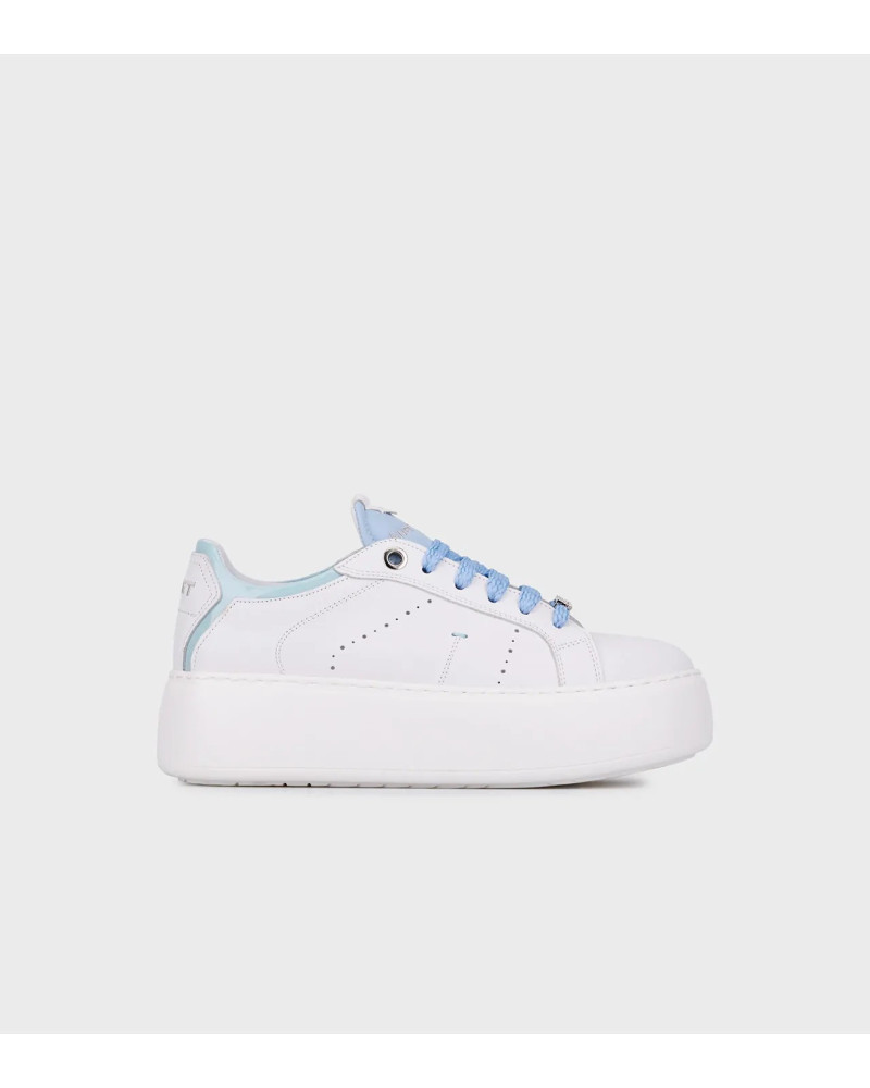 Janet & Janet sneakers donna in pelle white/celeste J-004 J8