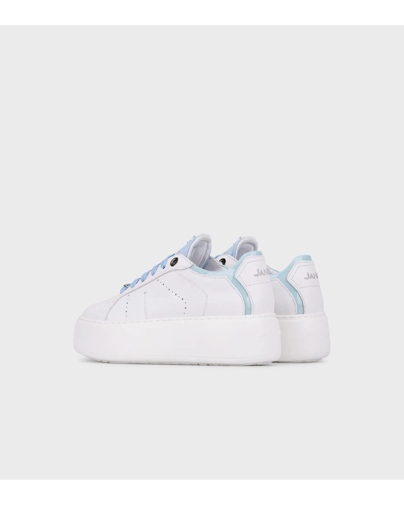 Janet & Janet sneakers donna in pelle white/celeste J-004 J8