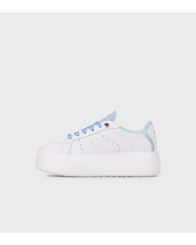 Janet & Janet sneakers donna in pelle white/celeste J-004 J8