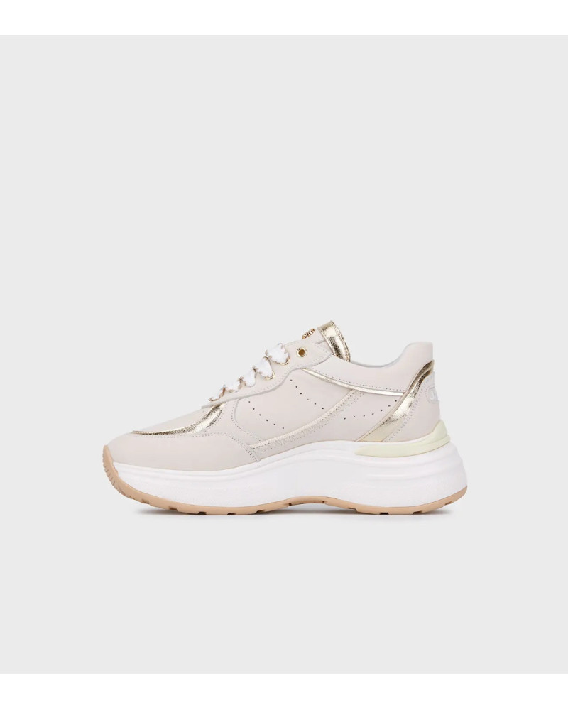 Janet & Janet sneakers donna in pelle beige/gold J-060 J95
