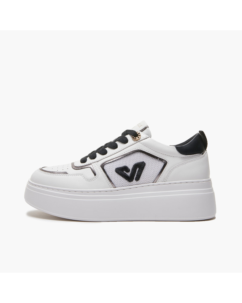 Emanuelle Vee sneakers donna Bice in pelle e tessuto white-black 302 17