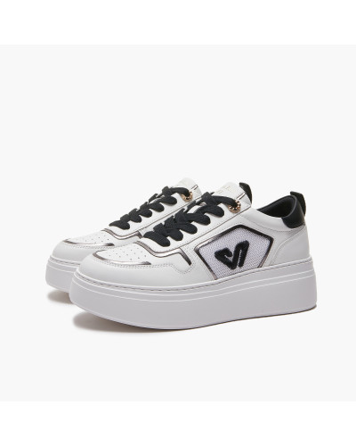 Emanuelle Vee sneakers donna Bice in pelle e tessuto white-black 302 17