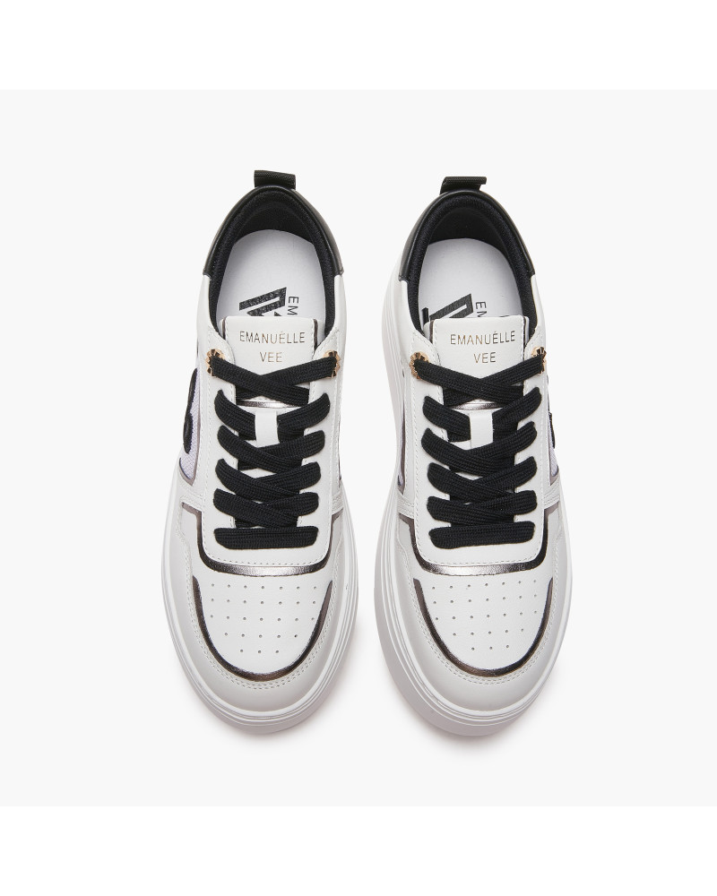 Emanuelle Vee sneakers donna Bice in pelle e tessuto white-black 302 17