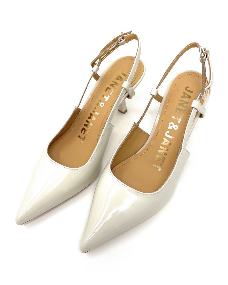 Janet & Janet slingback in pelle verniciata beige J100 BEIGE 99