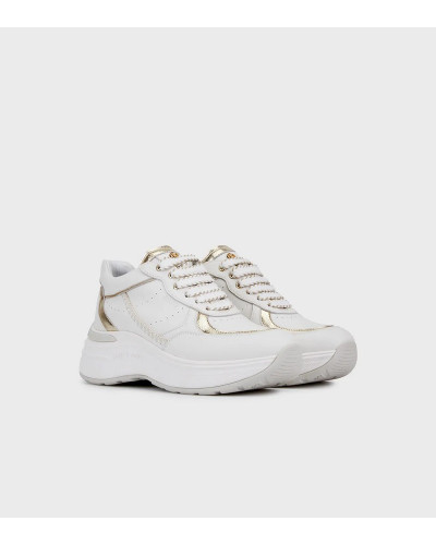 Janet & Janet sneakers donna in pelle white/gold J-060 79