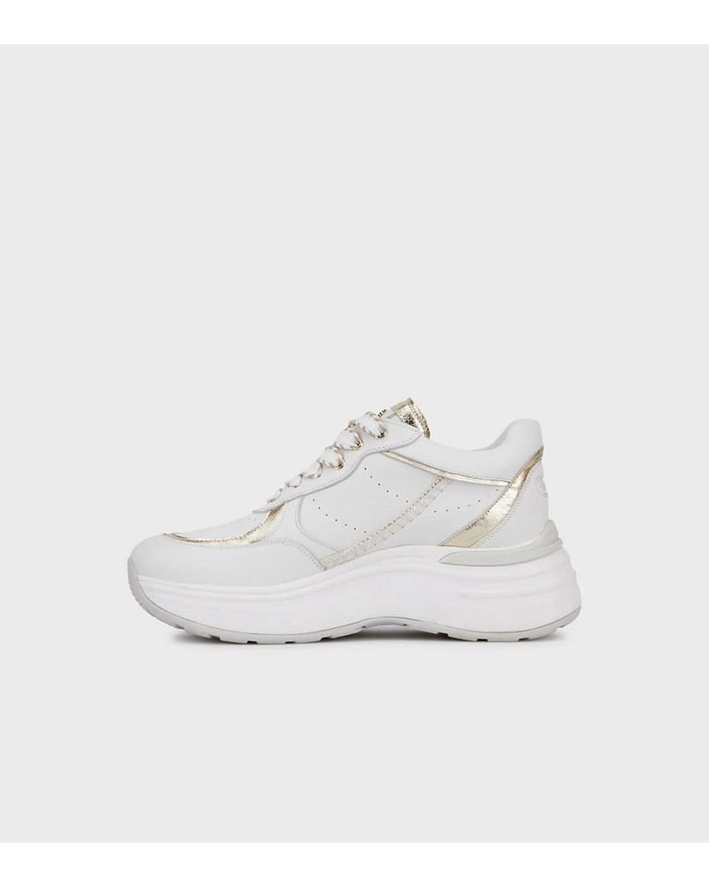 Janet & Janet sneakers donna in pelle white/gold J-060 79