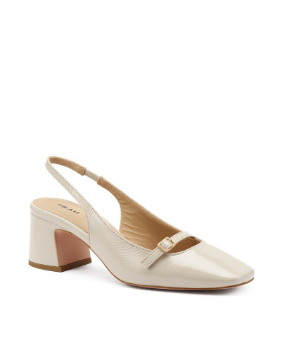 Frau slingback in vernice ecrù con mini cinturino 79T7