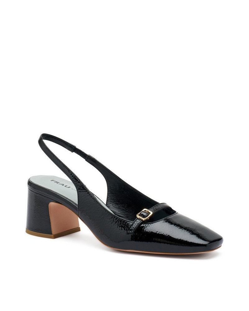 Frau slingback in vernice nero con mini cinturino 79T7
