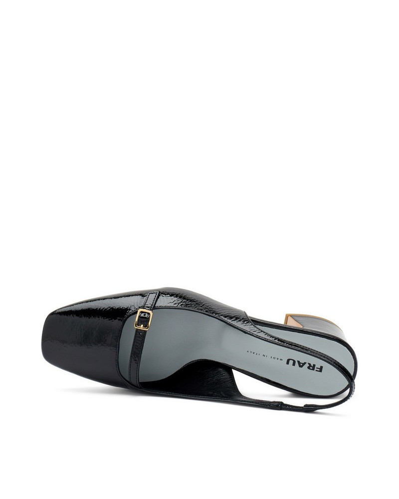 Frau slingback in vernice nero con mini cinturino 79T7