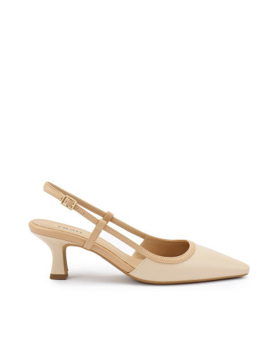 Frau slingback in pelle beige con profili in contrasto 81P3
