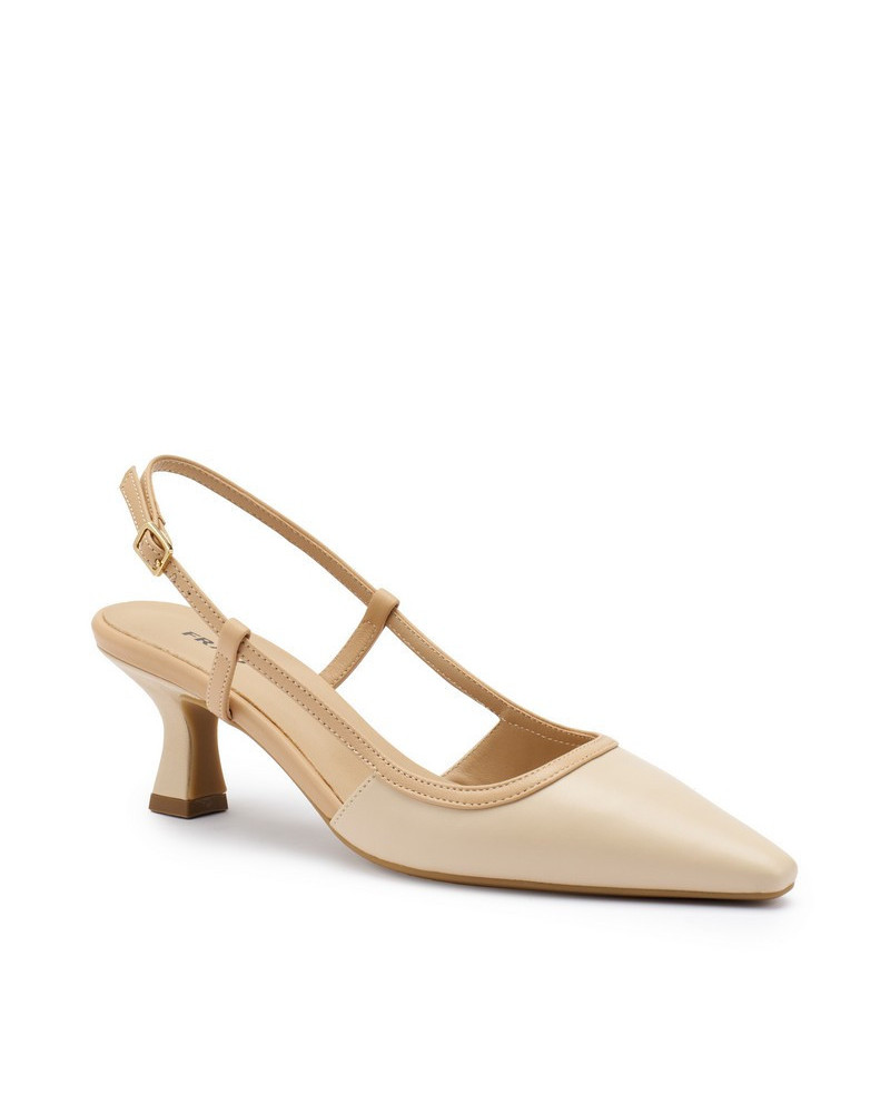 Frau slingback in pelle beige con profili in contrasto 81P3