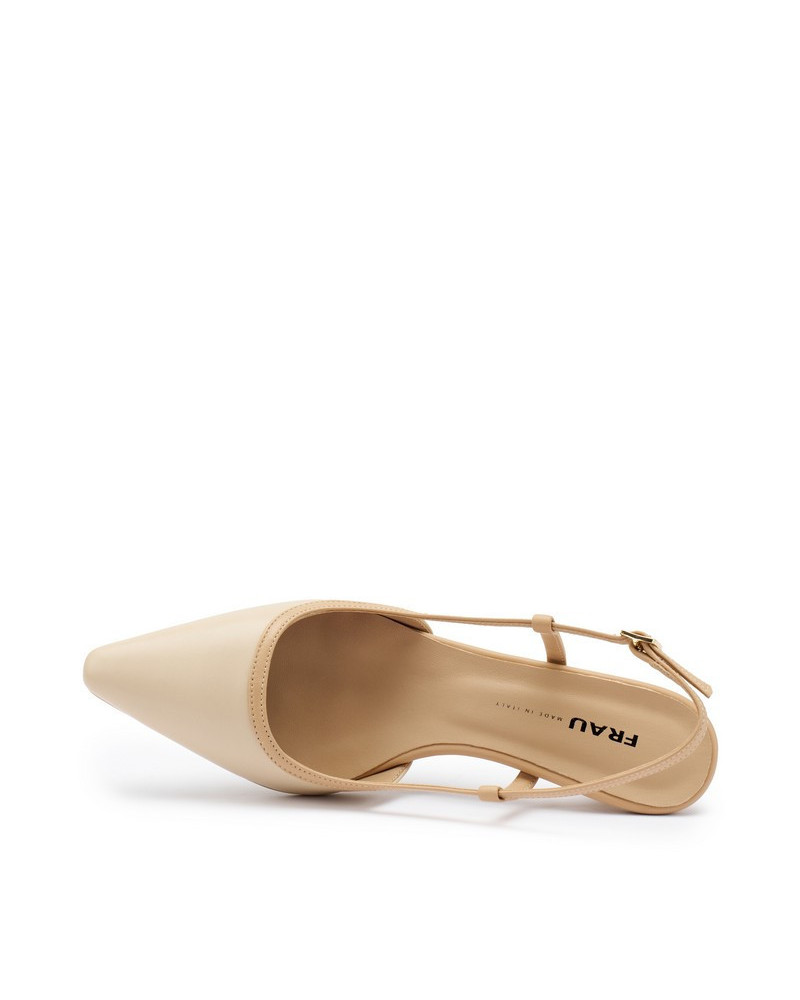 Frau slingback in pelle beige con profili in contrasto 81P3
