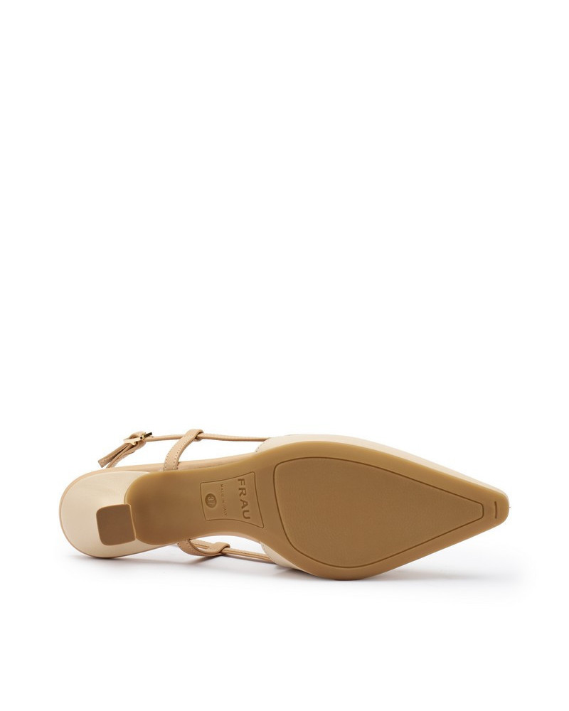 Frau slingback in pelle beige con profili in contrasto 81P3