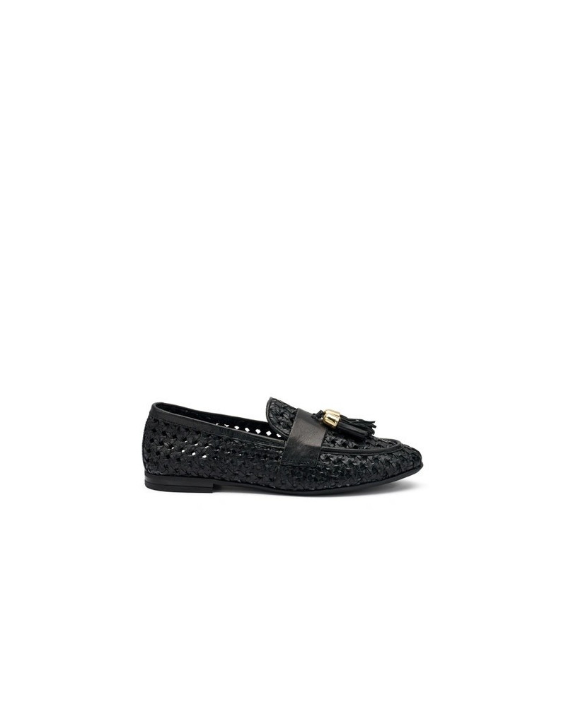 Frau mocassini donna in pelle intrecciata a mano black 95T6