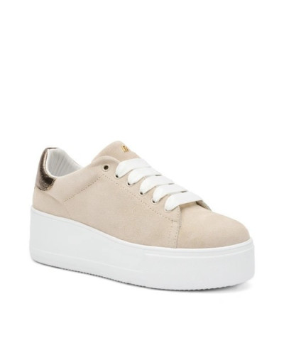 Frau sneakers donna in pelle scamosciata ecrù 39D0