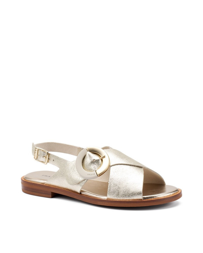 Frau sandali donna a incrocio platino con maxi fibbia 85X6