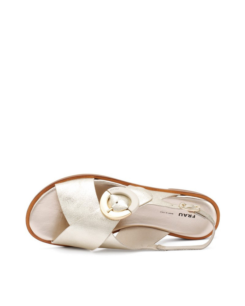 Frau sandali donna a incrocio platino con maxi fibbia 85X6