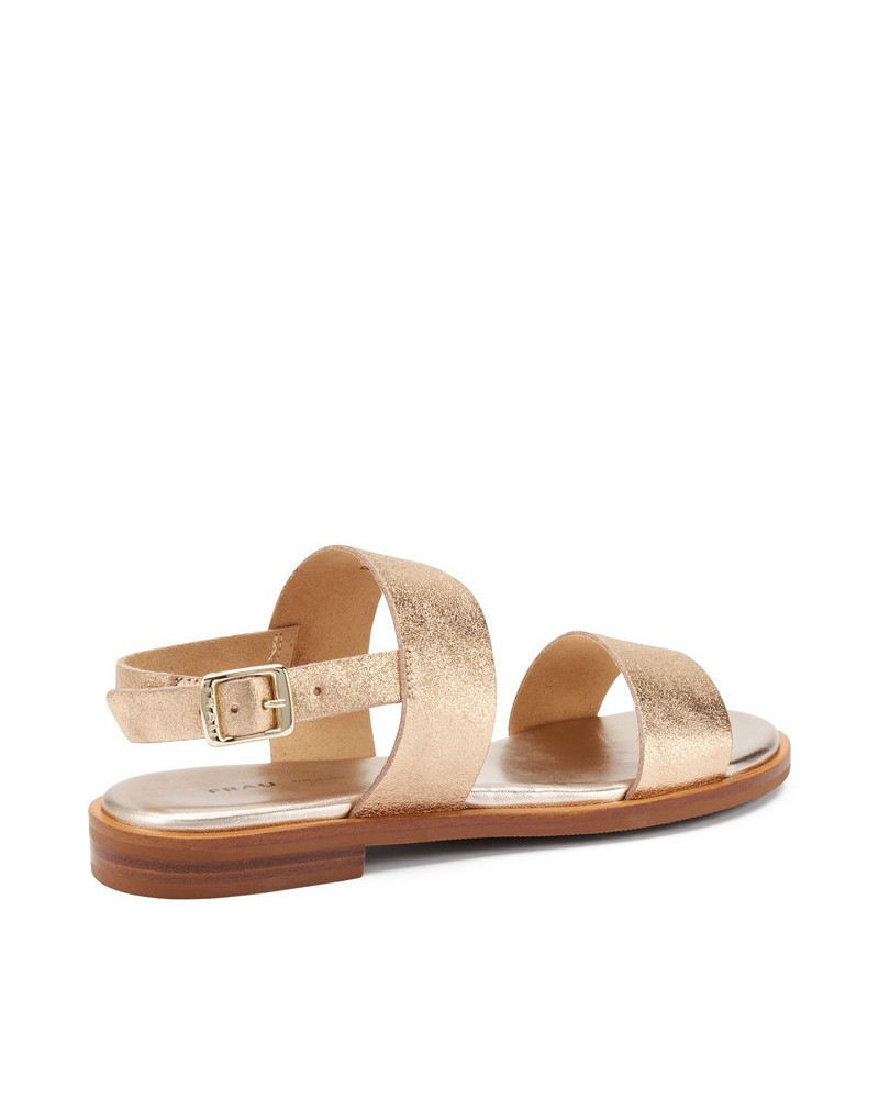 Frau sandali donna a doppia fascia in pelle laminata champagne 86X1