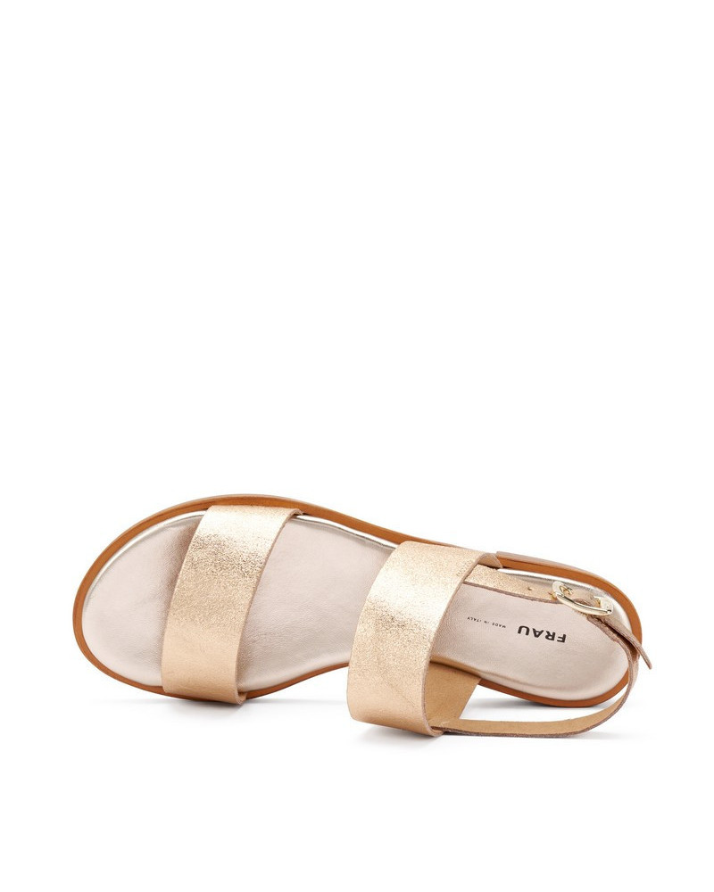Frau sandali donna a doppia fascia in pelle laminata champagne 86X1