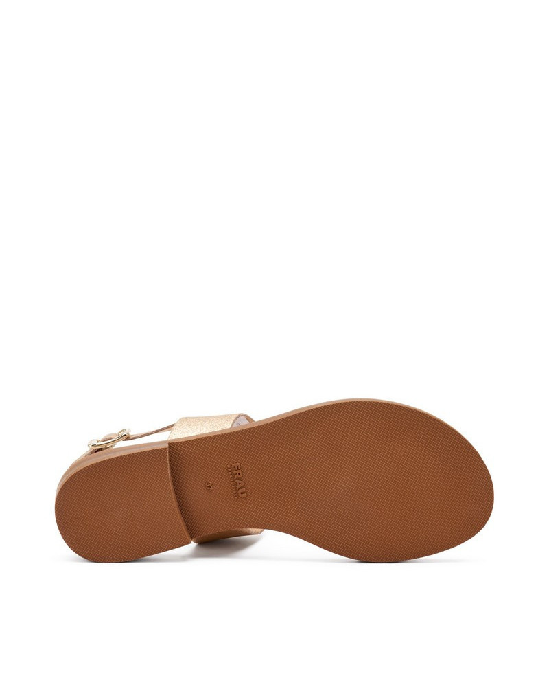 Frau sandali donna a doppia fascia in pelle laminata champagne 86X1