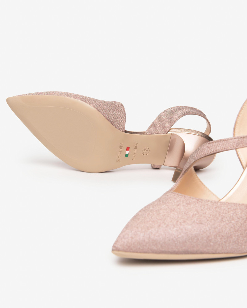 Nero Giardini slingback in tessuto glitter col.carne E507010DE631