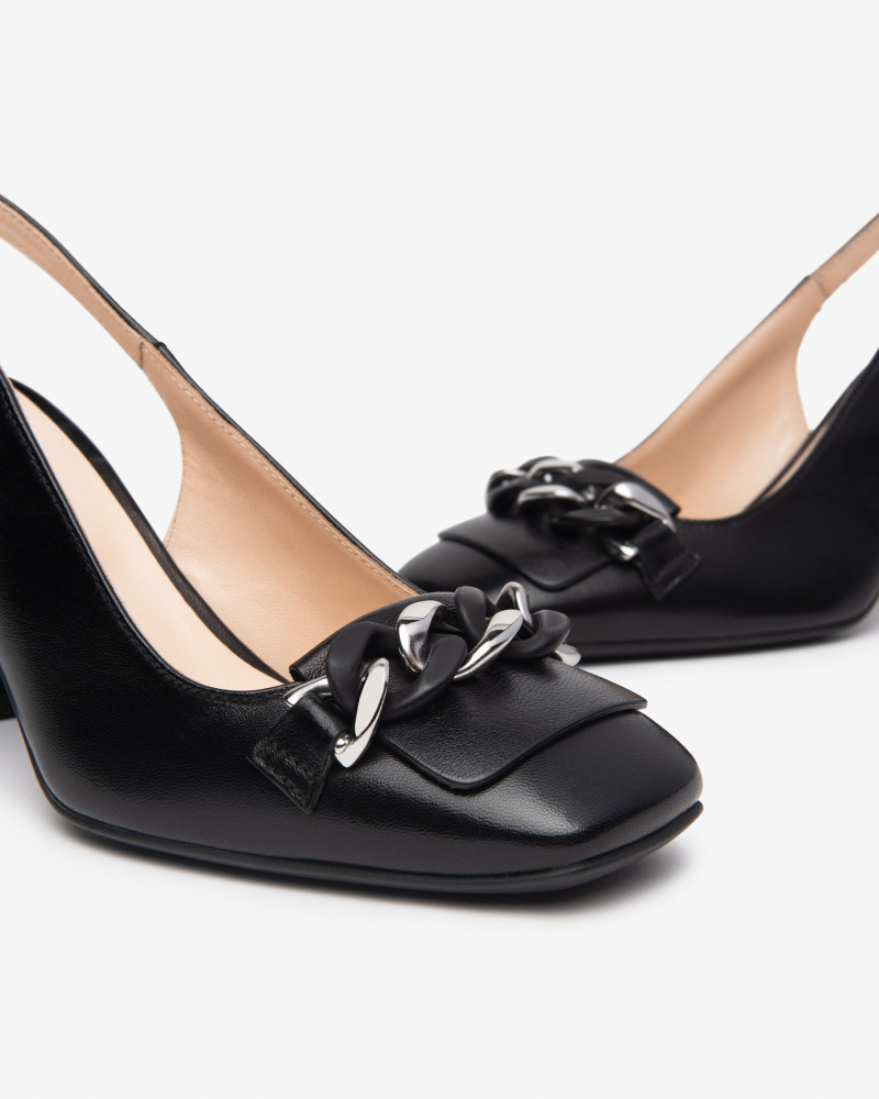 Nero Giardini slingback in pelle nero con accessorio E512310D100
