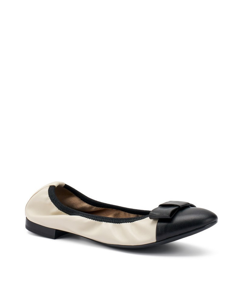 Frau ballerina in nappa nero cream con fiocco 70P3
