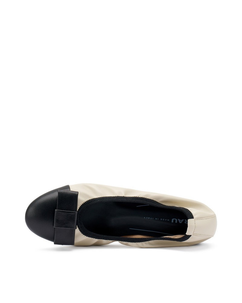 Frau ballerina in nappa nero cream con fiocco 70P3