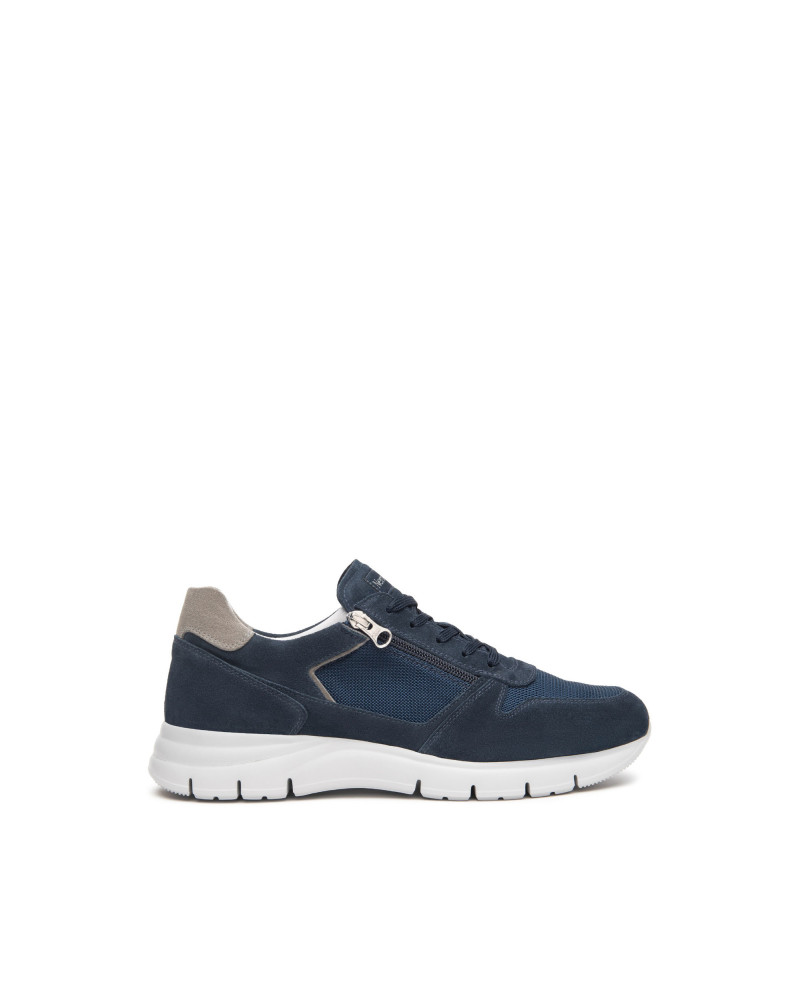 Nero Giardini sneakers uomo in pelle e tessuto blu E500631U207