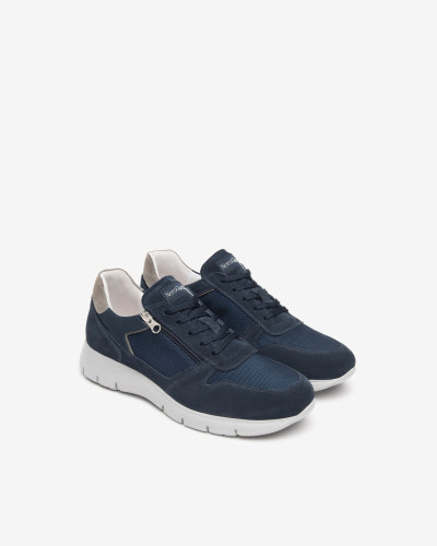 Nero Giardini sneakers uomo in pelle e tessuto blu E500631U207