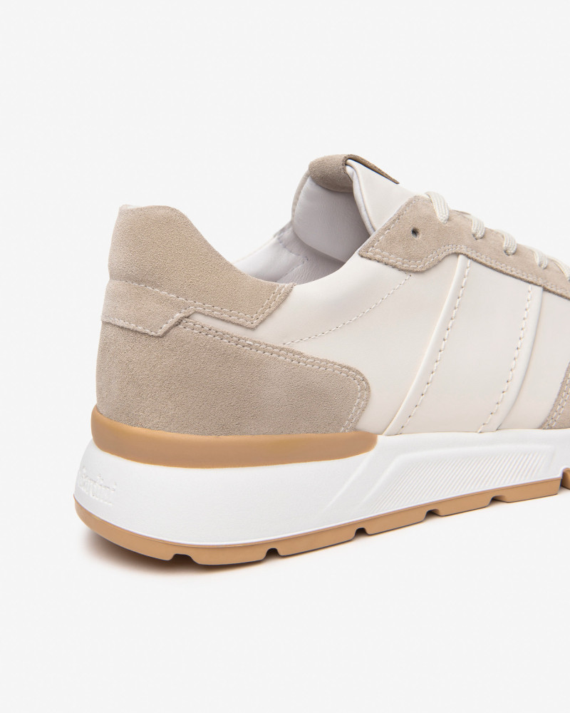 Nero Giardini sneakers uomo in pelle e camoscio col. ivory E500662U702