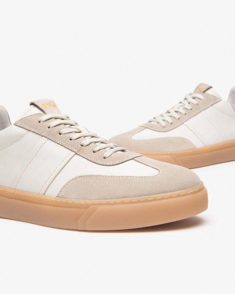 Nero Giardini sneakers uomo in pelle e camoscio ivory E500692U702