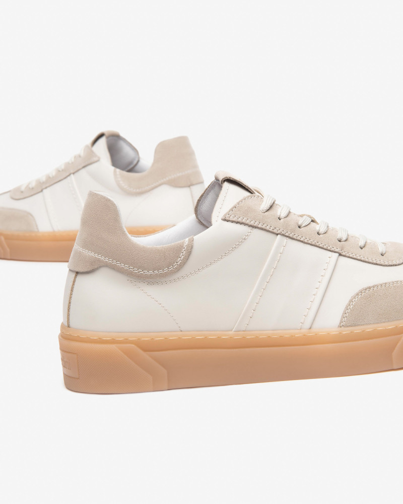 Nero Giardini sneakers uomo in pelle e camoscio ivory E500692U702