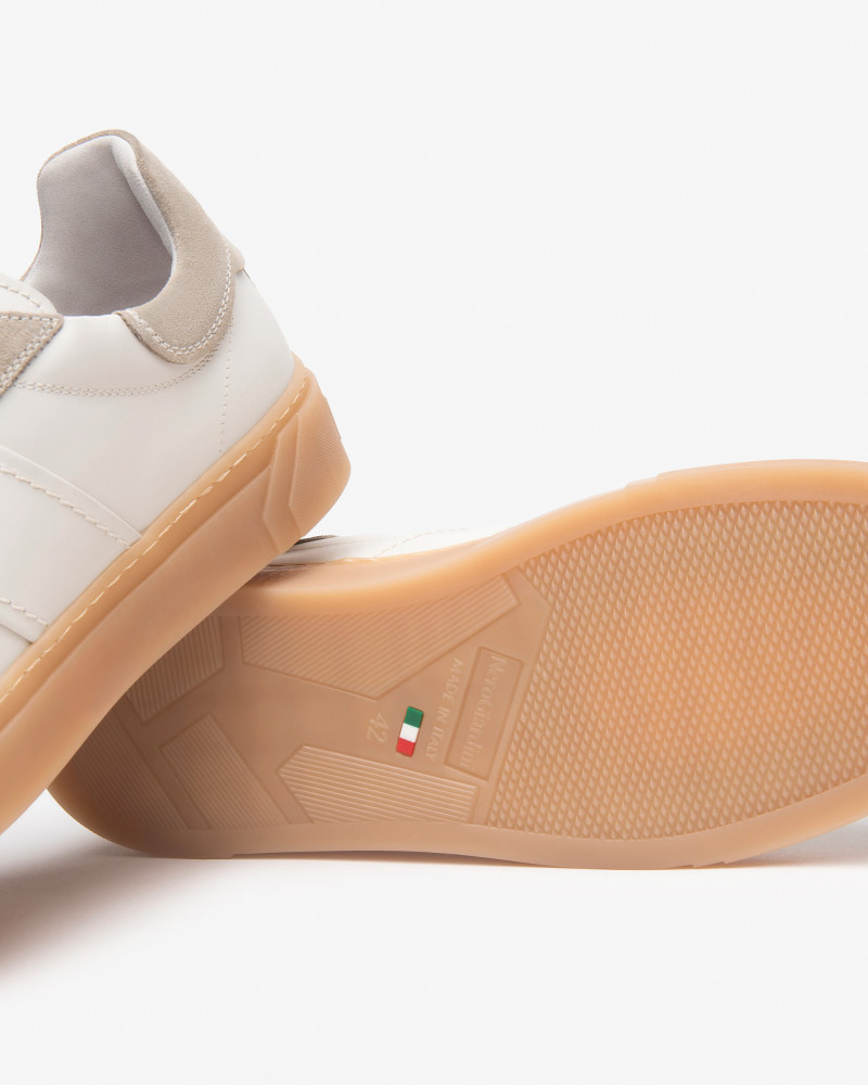 Nero Giardini sneakers uomo in pelle e camoscio ivory E500692U702