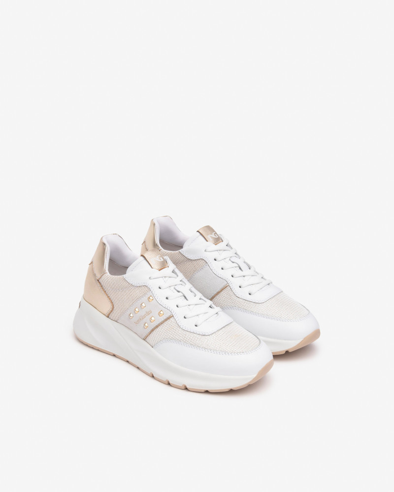 Nero Giardini sneakers donna bianco con borchie oro E512862D707
