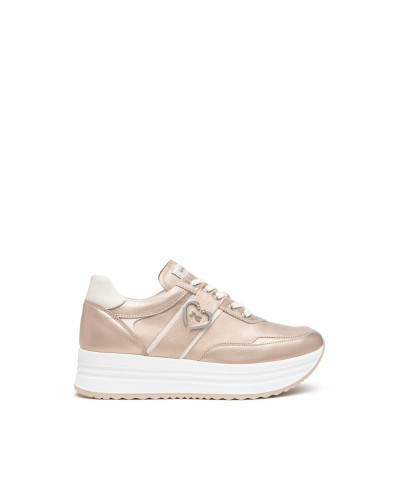 Nero Giardini sneakers donna in pelle laminata col. osso