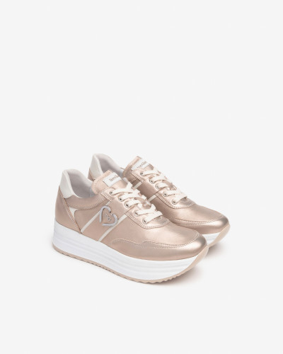 Nero Giardini sneakers donna in pelle laminata col. osso