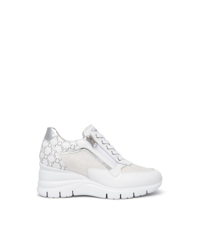 Nero Giardini sneakers donna con zeppa in pelle bianco E512940D707