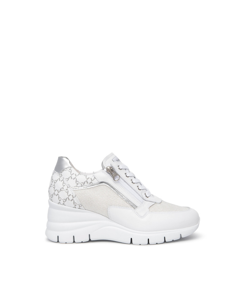 Nero Giardini sneakers donna con zeppa in pelle bianco E512940D707