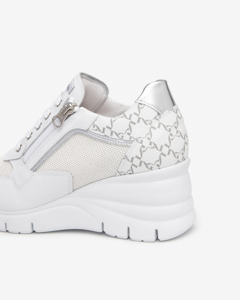 Nero Giardini sneakers donna con zeppa in pelle bianco E512940D707