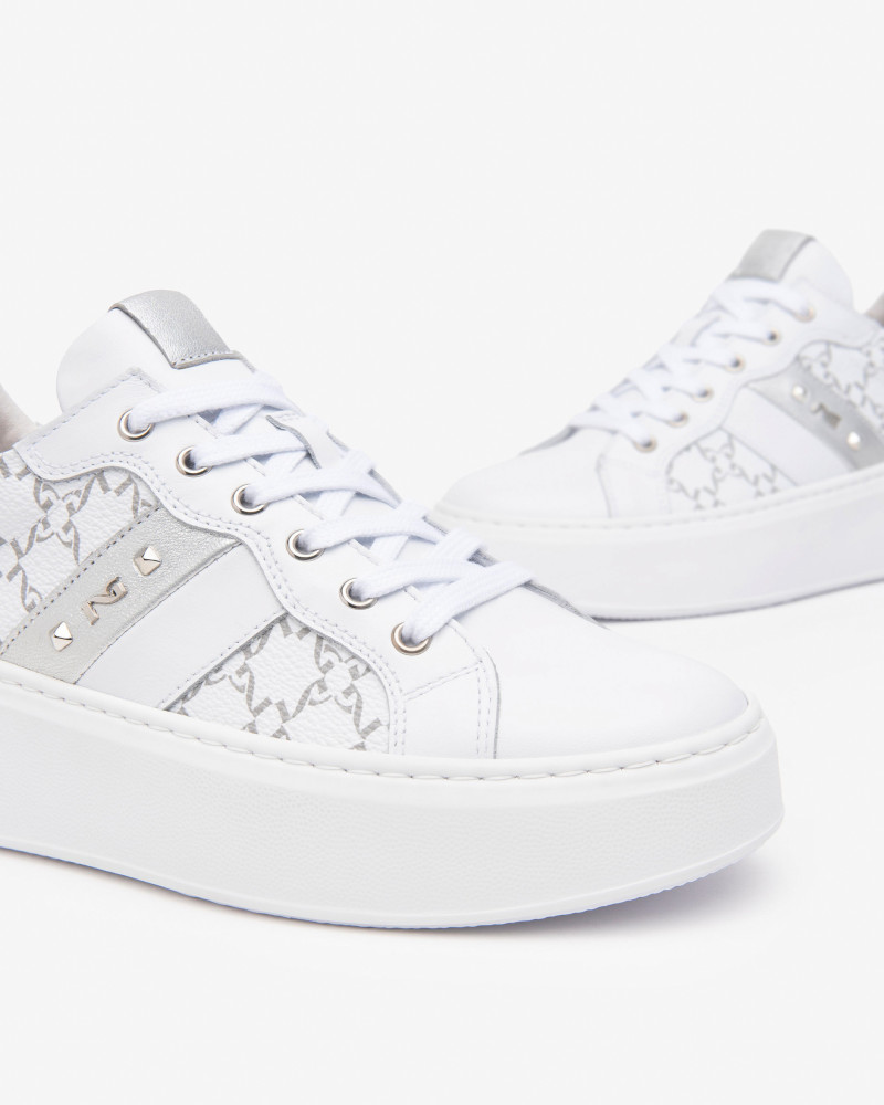 Nero Giardini sneakers donna in pelle logata bianco E513080D707